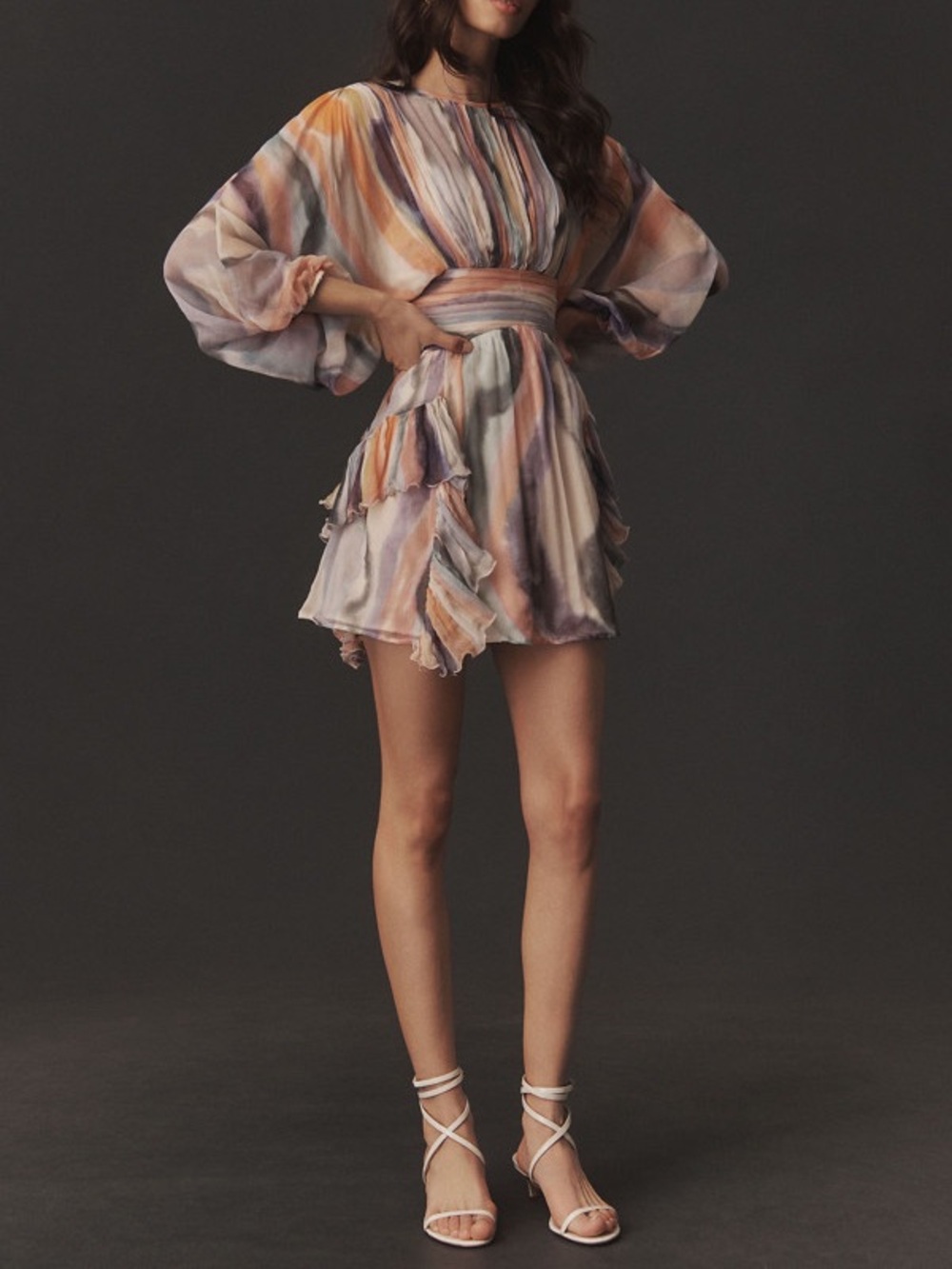 BHLDN Dawn V-Neck Long Sleeve Mini Dress n Novelty